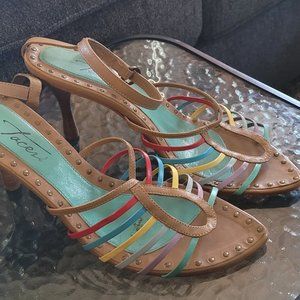 multi color strappy sandal